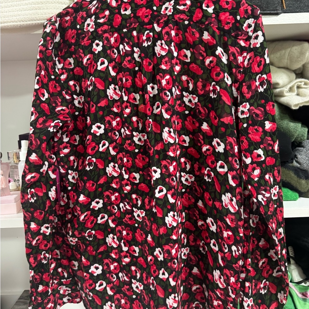 Ralph Lauren Red and White Floral Blouse - Picture 3 of 4